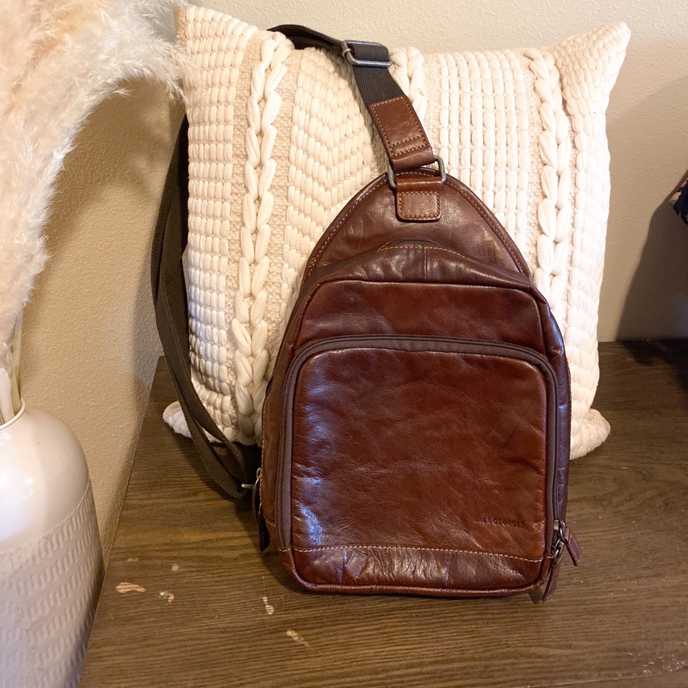 Jack Georges Leather Brown Crossbody Bag